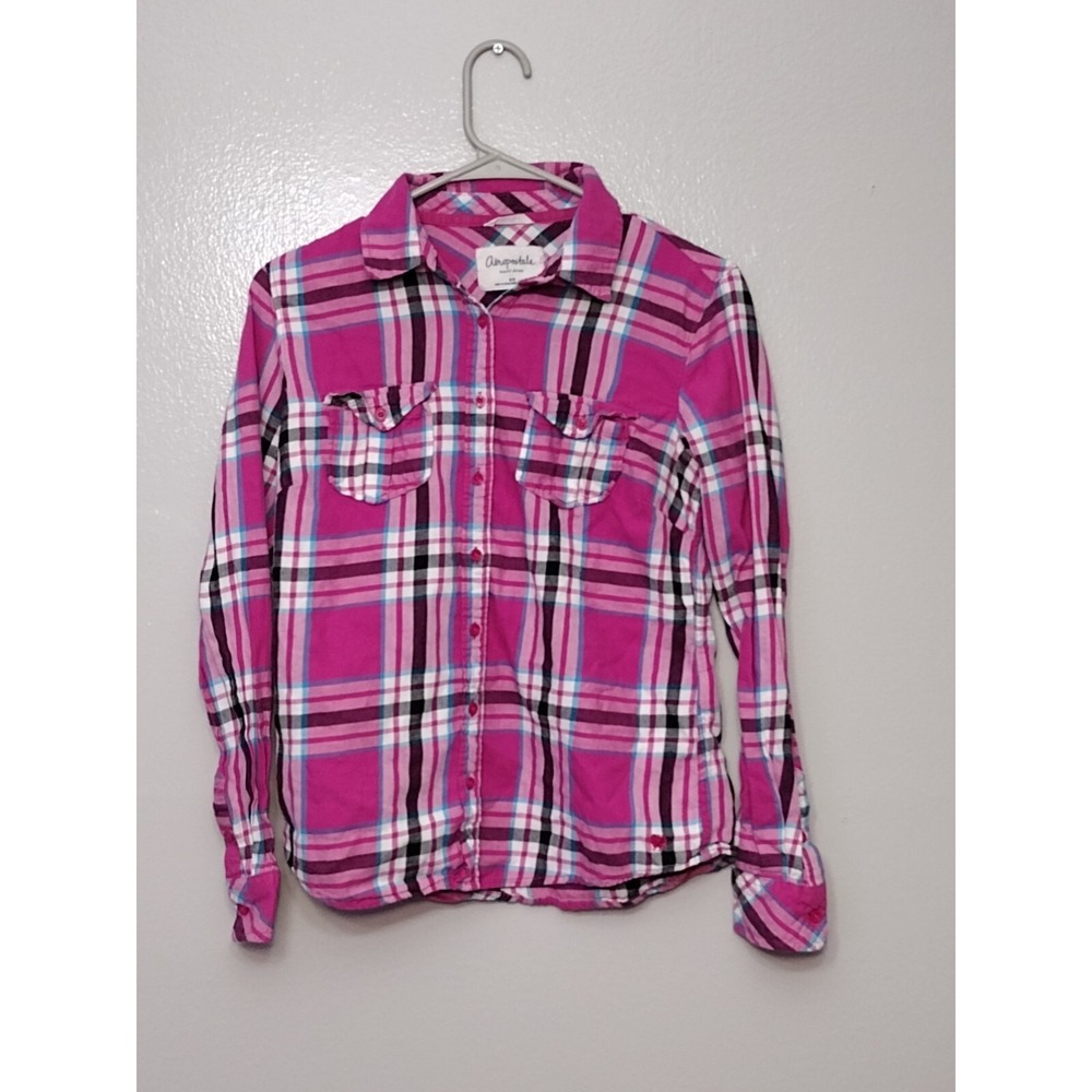 Aeropostale Womens Plaid Shirts Pink Multi Color Size M